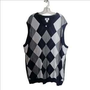 HB Navy Blue Gray Argyle Sweater Vest Size 3XLT